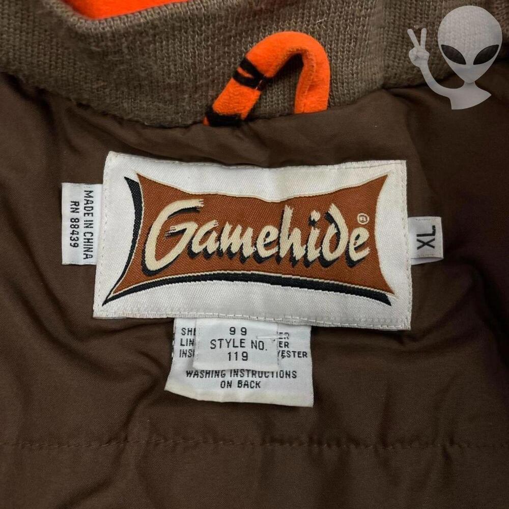 Gamehide Hush Hide Blaze Orange Camo Hunting Jacket XL Parka Pockets Hood - Picture 3 of 7